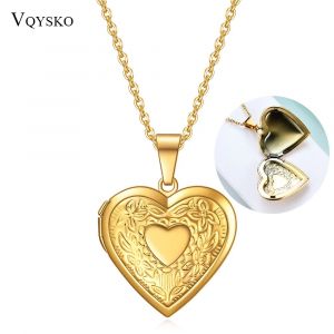 Colliers avec pendentif médaillon en forme de cœur pour femmes, cadre Photo ouvrable, colliers
