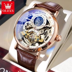 OLEVS squelette montres mécanique automatique montre hommes Tourbillon Sport horloge décontracté