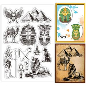 Timbres transparents en forme de pyramides égyptiennes, 1 pièce, Sphinx Camel, tampons transparents