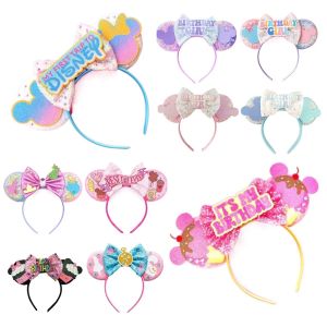 Mickey Mouse oreilles bandeau femmes anniversaire fille paillettes arc Minnie bandes de cheveux pour