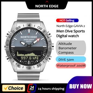 NORTH EDGE – montre de plongée pour hommes, militaire de luxe, entièrement en acier, boussole,