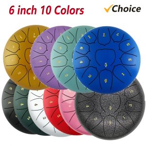 Tambour à langue en acier de 6 pouces, 11 notes, tambour à main avec maillet de tambour, sélection