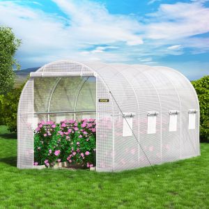 VEVOR Serre Tunnel Jardin 4,6x2,1x2,1 m Tente Abri Plantes Cadre en Acier Galvanisé Couverture