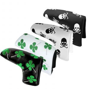 Juste de protection en cuir PU pour putter de golf, couvre-tête, lame noire, blanche, convient à