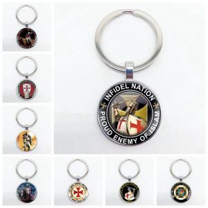 Vintage Infidel Nation fier ennemi d'Islam chevalier templier verre pendentif porte-clés classique