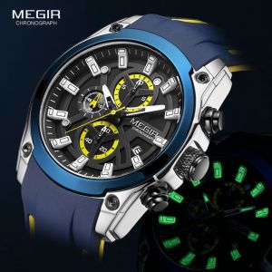 MEGIR hommes montres de Sport militaire hommes étanche mode bleu bracelet en Silicone