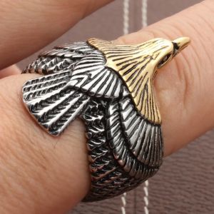 Bague ajustable pour hommes, Punk, ailes d'aigle volante, anneau d'ouverture pour fête de mariage,