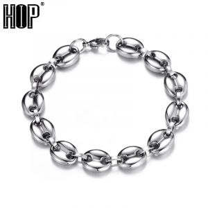 Bracelets à maillons en grains de café en acier inoxydable pour hommes, bijoux JOFor, document en