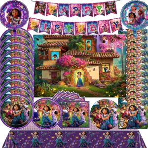 Décoration de fête d'anniversaire Disney Encanto, violet bleu, princesse Mirabel, fournitures de
