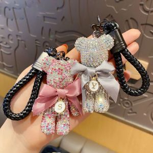 Porte-cl&eacute;s ours en cristal de diamant pour femme, porte-cl&eacute;s animal cr&eacute;atif, pendentif de sac de