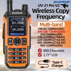 Baofeng UV-21 PRO V2 talkie-walkie longue portée sans fil copie fréquence type-c chargeur Tri bande