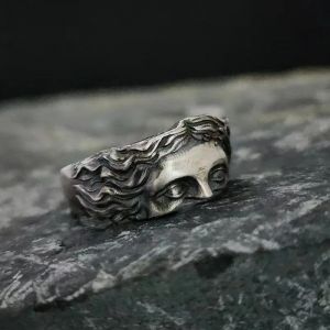 Bague demi-visage Venus populaire européenne et américaine pour hommes et femmes, style cool et à la