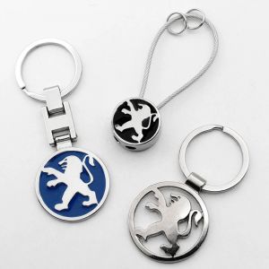Porte-cl&eacute;s avec Logo de voiture 3D en m&eacute;tal et cuir, accessoires pendentif pour Peugeot 106 107 108