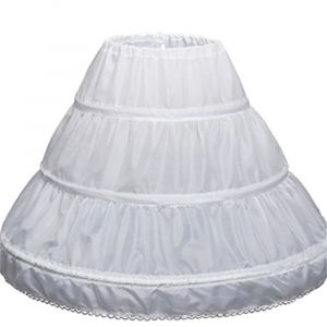 Jupon blanc pour enfants, ligne a, 3 cerceaux, une couche, garniture en dentelle Crinoline, robe à