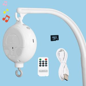 Hochet pour bébé de 0 à 12 mois, berceau rotatif, boîte musicale Mobile à piles, 35 chansons, cloche