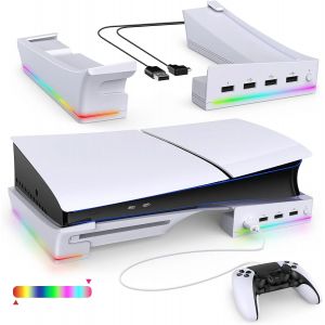 Support horizontal IPEGA avec lumière LED RVB pour console PS5 Slim, accessoires de support avec 14