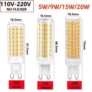 G9 led 9W 12W 15W 20W 25W AC110V 220V lampe &agrave; LED SMD 2835 LED g9 lumi&egrave;re froide/chaude/naturelle