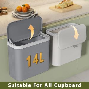 ONEKA-Poubelle de Cuisine avec Couvercle, 14L, pour Armoire, Panneau Chi, Sous Évier, Comp2018
