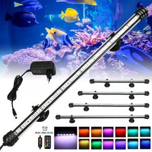 Aquarium 21 lumi&egrave;re LED t&eacute;l&eacute;commande lampe de plong&eacute;e plante grandir &eacute;clairage sous-marin Aquarium