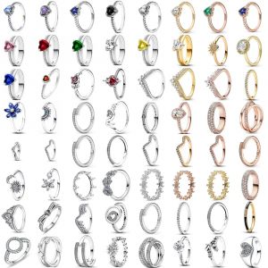 Bagues en argent regard&eacute; 2025 avec pierre de coeur pour femme, bague vert&eacute;brale, fleur originale,