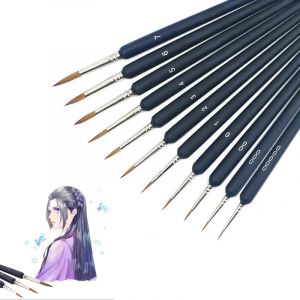 11 pièces Miniature crochet ligne stylo Art détail pinceaux ensemble Nylon cheveux peinture pinceaux
