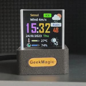 GeekMagic GIFTV Crystal Cube Photo affichage holographique bureau Station météo intelligente horloge