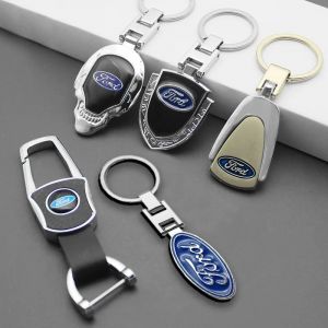 Porte-clés en cuir avec Logo de voiture, accessoires automobiles pour Ford Ranger Focus Kuga Mustang