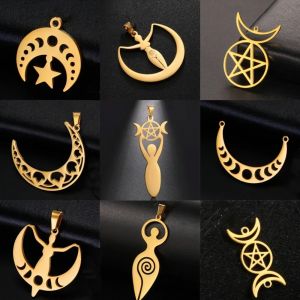 EUEAVAN 5 pièces pendentif déesse Triple lune pour collier croissant de lune Phase breloques