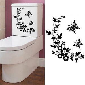 Papillon fleur salle de bains toilette ordinateur portable stickers muraux autocollant décoration de