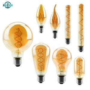 Ampoule LED rétro Edison à Filament en spirale, lampe E27 E14 220V 4W A60 C35 ST64 T225 G45 G80 G95