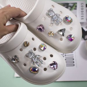 Breloques de chaussures en cristal color&eacute;, ours en diamant, cha&icirc;ne de d&eacute;coration, boucle pour