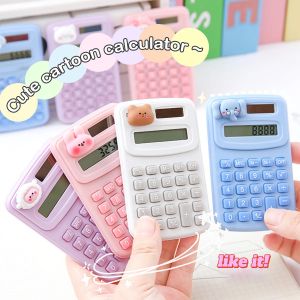 Mini calculatrice Portable mignonne, calculatrice à chiffres de dessin animé, papeterie fournitures