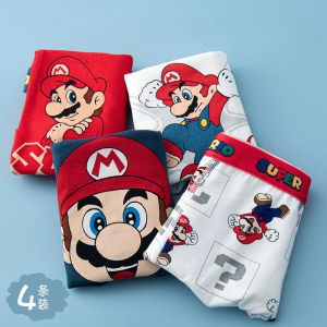 4 pi&egrave;ces Anime Super Marios Bros gar&ccedil;on Boxer cale&ccedil;on coton U poche renflement sous-v&ecirc;tements dessin