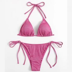 Brillant Sexy Bikini ensemble Triangle Bikinis bandeau maillot de bain femmes maillot de bain deux