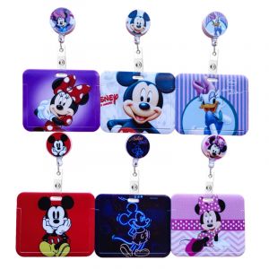 Disney Mickey Minnie porte-carte rétractable Badge bobine pince horizontale affaires Badge