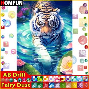 MFUN-Peinture Diamant AB, Broderie 5D, Motif Animal Tigre, Point de Croix, Décoration de Maison,