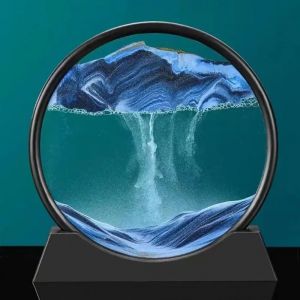 Peinture de sable mobile 3D, verre rond, scène de sable de mer profonde, sablier, artisanat,