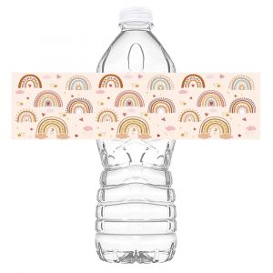 Autocollants arc-en-ciel Boho en papier pour bouteille d'eau, étiquettes de sceau de cuisson,