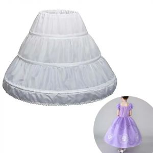 Jupon blanc pour enfant, ligne a, 3 cerceaux, une couche, garniture en dentelle Crinoline, robe à