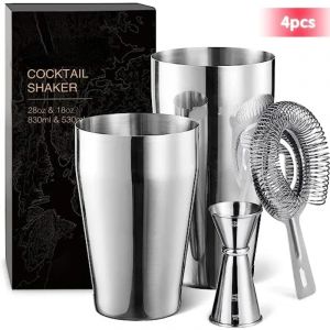 Ensemble de shaker &agrave; Cocktail, 4 pi&egrave;ces, bo&icirc;tes &agrave; Shaker Boston, Kit de barman, 18oz et 28oz,