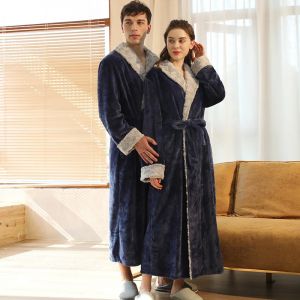 Peignoirs de Couple en molleton de corail, chemise de nuit en flanelle en peluche, Robes chaudes
