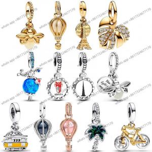 Lisbonne tram tour Eiffel ballon à Air chaud pendentif perle 925 en argent Sterling charme 2024