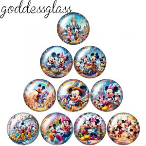 Cabochon rond en verre avec photo, parc d'attractions Disney, Minnie Travel, résultats exécutifs à