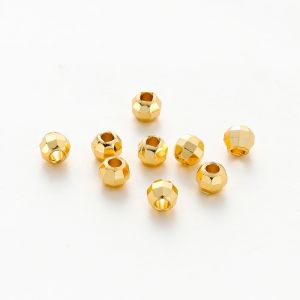 50/100 pièces 14K 18K couleur or plaqué laiton trou 2 3 4mm perles rondes entretoise perles Bracelet