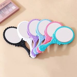 Miroir cosmétique Compact à poignée pour femmes, 1 pièce, miroir de vanité à main sculpté Vintage,