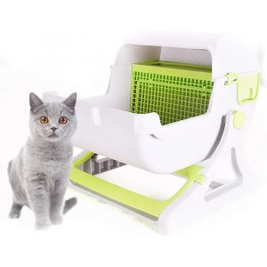 Bac &agrave; Liti&egrave;re pour Chat, Bac &agrave; Sable, Remplissage d'Escalier, Toilettes, Livres Autonome, Poubelle