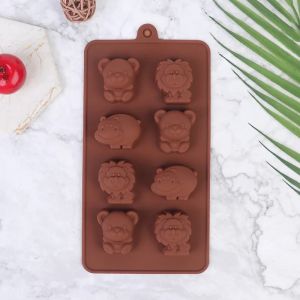 Moule en silicone pour animaux Hippo Lion Ours Chocolat Savon Décoration Gâteau Bricolage Ustensiles