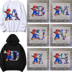 Super Mario lettres fer sur patchs pour vêtements Anime dessin animé bricolage T-shirt transfert de