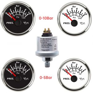 Manomètre d'huile universel 52mm, étanche 0-10bar 0-145psi, capteurs de pression d'huile de voiture