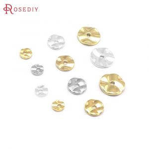 30 pièces 4MM 6MM 8MM 10MM 12MM hauteur 1MM 18K couleur or laiton vague ronde entretoise perles